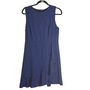 DO+BE Royal Blue Ruffle Accent Sleeveless Fit Flare Dress Women Size L